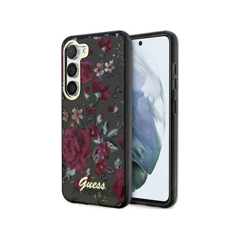 Guess Flower Collection dėklas, skirtas Samsung Galaxy S23 - žalias