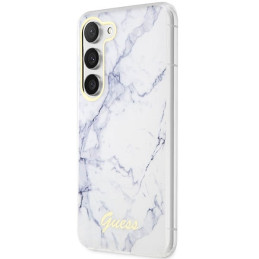 Guess Marble Collection dėklas, skirtas Samsung Galaxy S23 - baltas