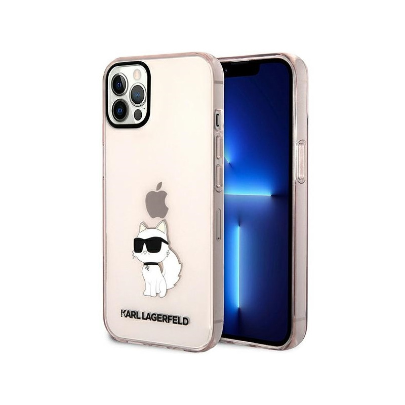 Karl Lagerfeld Ikonik Choupette dėklas iPhone 12 / iPhone 12 Pro - rožinis