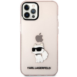 Karl Lagerfeld Ikonik Choupette dėklas iPhone 12 / iPhone 12 Pro - rožinis