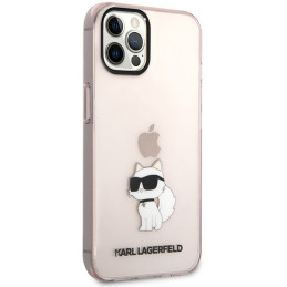 Karl Lagerfeld Ikonik Choupette dėklas iPhone 12 / iPhone 12 Pro - rožinis
