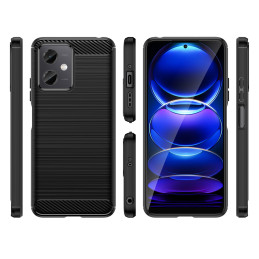 Anglies dėklas Xiaomi Poco X5 5G / Redmi Note 12 5G lankstus silikoninis anglies dangtelis juodas