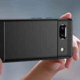 Anglies dėklas, skirtas Google Pixel 7a, lankstus silikoninis anglies dangtelis, juodas