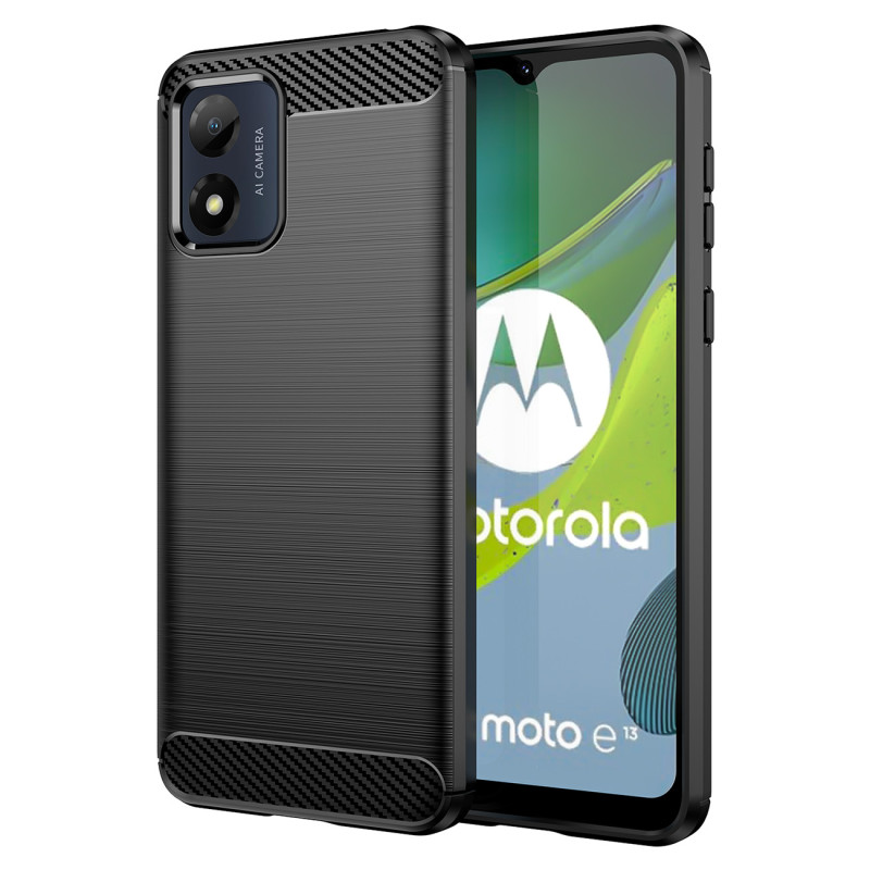 Anglies dėklas Motorola Moto E13 lankstus silikoninis anglies dangtelis juodas