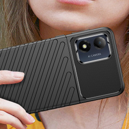 „Thunder“ dėklas Motorola Moto E13 silikoninis šarvuotas dangtelis, juodas