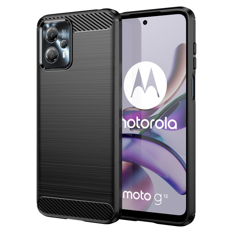 Anglies dėklas Motorola Moto G13, lankstus silikoninis anglies dangtelis, juodas