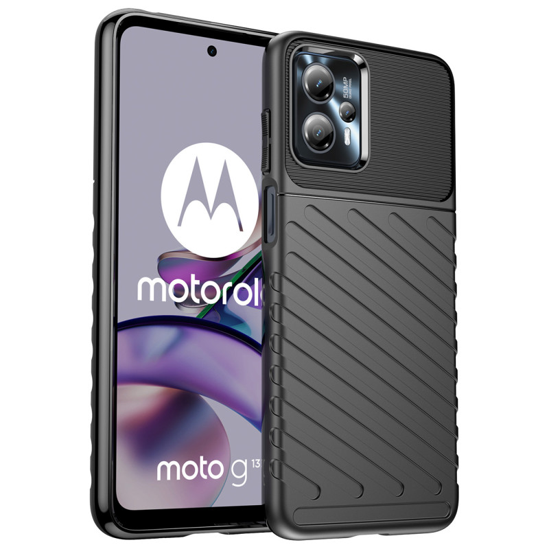 „Thunder“ dėklas Motorola Moto G13 silikoninis šarvuotas dangtelis, juodas
