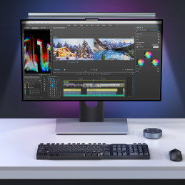 Elesense biuro belaidžiu būdu valdomas LED monitoriaus apšvietimas 2 vnt. juodas (E1129)