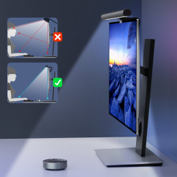 Elesense biuro belaidžiu būdu valdomas LED monitoriaus apšvietimas 2 vnt. juodas (E1129)