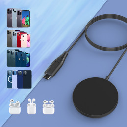 Choetech belaidis magnetinis įkroviklis 15W MagSafe iPhone 12/ 13/ 14 black (T518-F-BK)