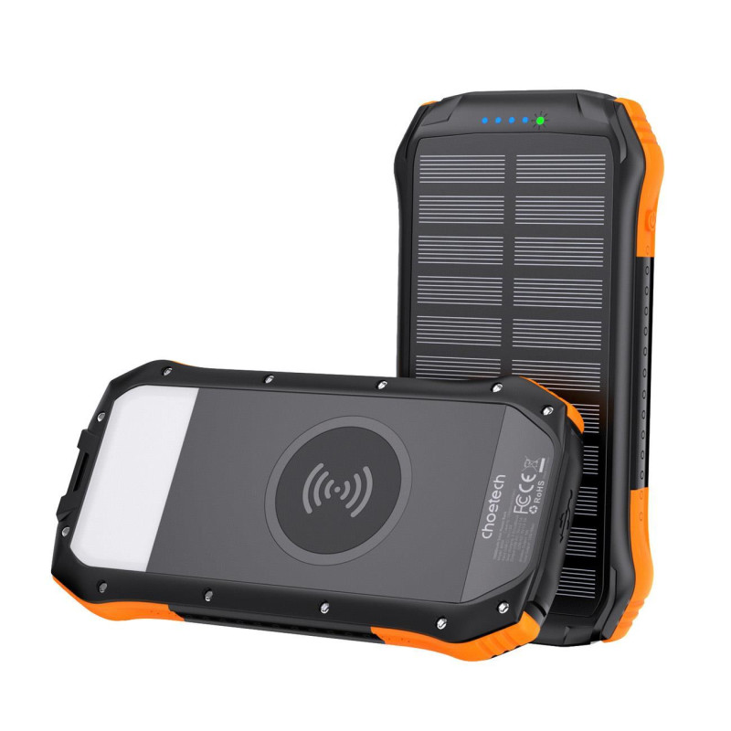 Choetech B657 saulės indukcinis maitinimo blokas 20000mAh PD 20W / QC 18W / Qi 10W - oranžinė