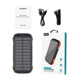Choetech B659 saulės indukcinis maitinimo blokas 10000mAh Qi 5W - oranžinė