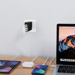 Choetech GaN įkroviklis 140W 4 prievadai (2x USB C, 2x USB) juodas (PD6005)