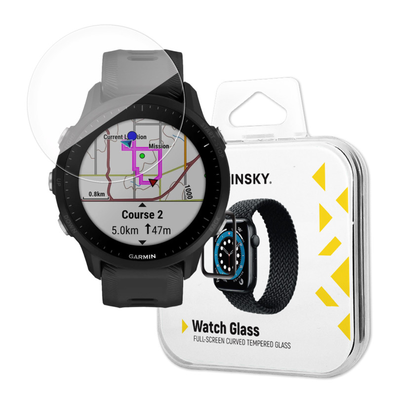 Wozinsky Full Glue grūdintas stiklas viso ekrano grūdintas stiklas, skirtas Garmin Forerunner 955 9H su juodu rėmeliu