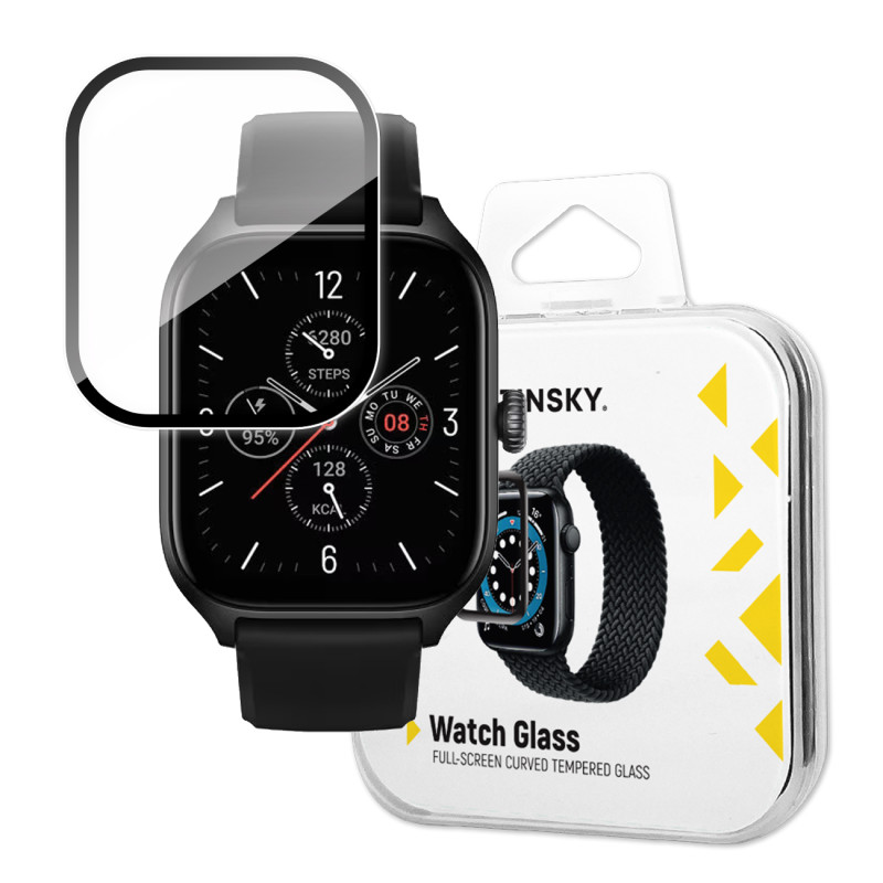 Wozinsky Full Glue grūdintas stiklas, skirtas Xiaomi Amazfit GTS 4 9H viso ekrano grūdintas stiklas su juodu rėmeliu