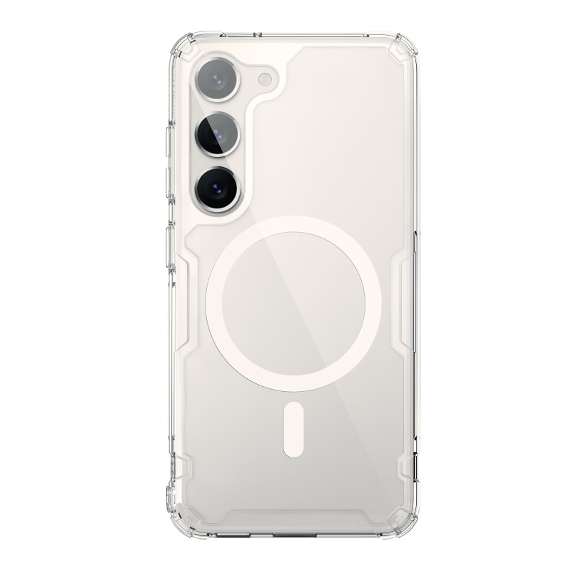 Nillkin Nature Pro Magnetic Case dėklas, skirtas Samsung Galaxy S23+ su MagSafe šarvuotu dangteliu baltas