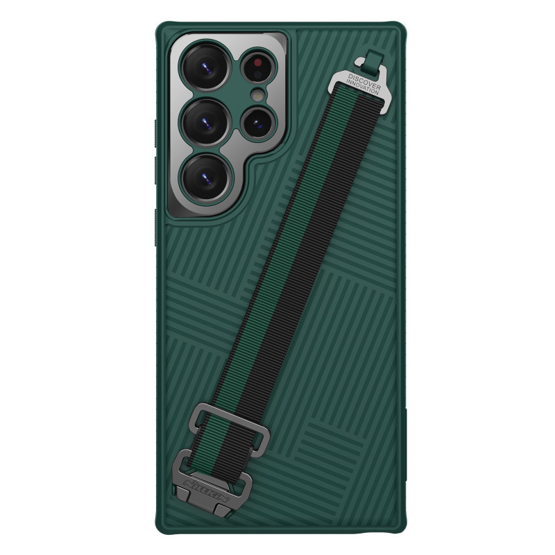 Nillkin Strap Case Dėklas, skirtas Samsung Galaxy S23 Ultra Armored Dangtelis su riešo dirželiu žalia