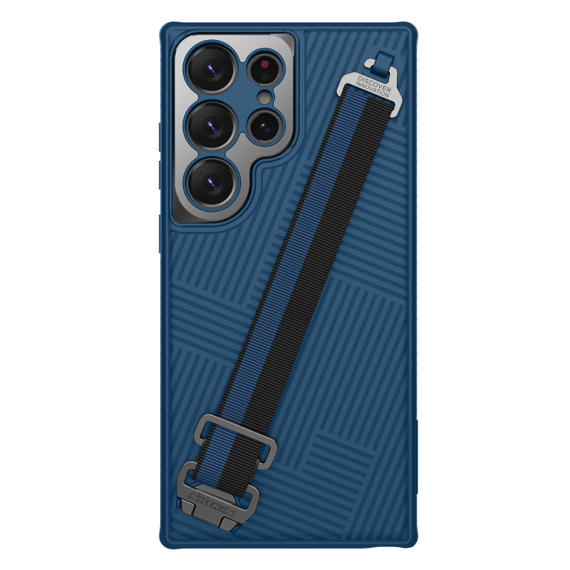Nillkin Strap Case Dėklas, skirtas Samsung Galaxy S23 Ultra Armored Cover with Hand Strap Blue