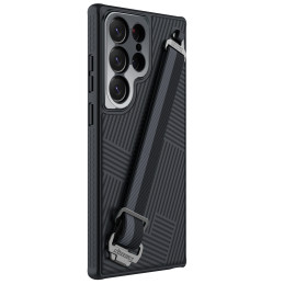 Nillkin Strap Case Dėklas, skirtas Samsung Galaxy S23 Ultra Armored Cover su juodu riešo dirželiu