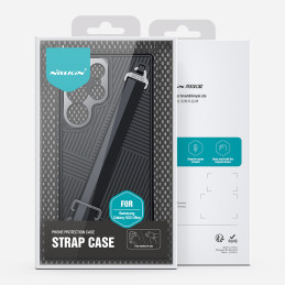 Nillkin Strap Case Dėklas, skirtas Samsung Galaxy S23 Ultra Armored Cover su juodu riešo dirželiu