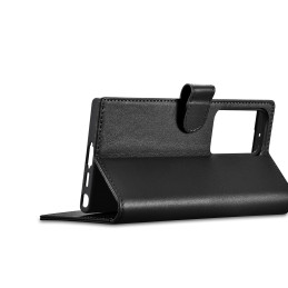 iCarer piniginės dėklas, skirtas Samsung Galaxy S23 Ultra odinis piniginės dangtelis juodas