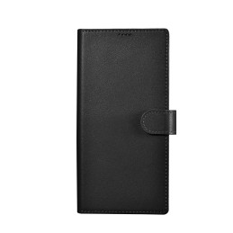 iCarer piniginės dėklas, skirtas Samsung Galaxy S23 Ultra odinis piniginės dangtelis juodas