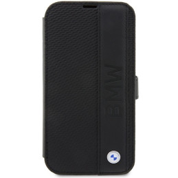 BMW Leather Textured & Stripe dėklas, skirtas iPhone 14 Pro Max - juodas