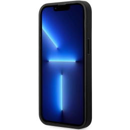 BMW Leather Blue Dots dėklas iPhone 14 Pro Max - juodas