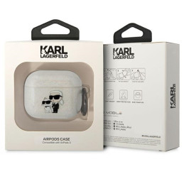 Karl Lagerfeld Glitter Karl&Choupette dėklas, skirtas AirPods 3 - skaidrus