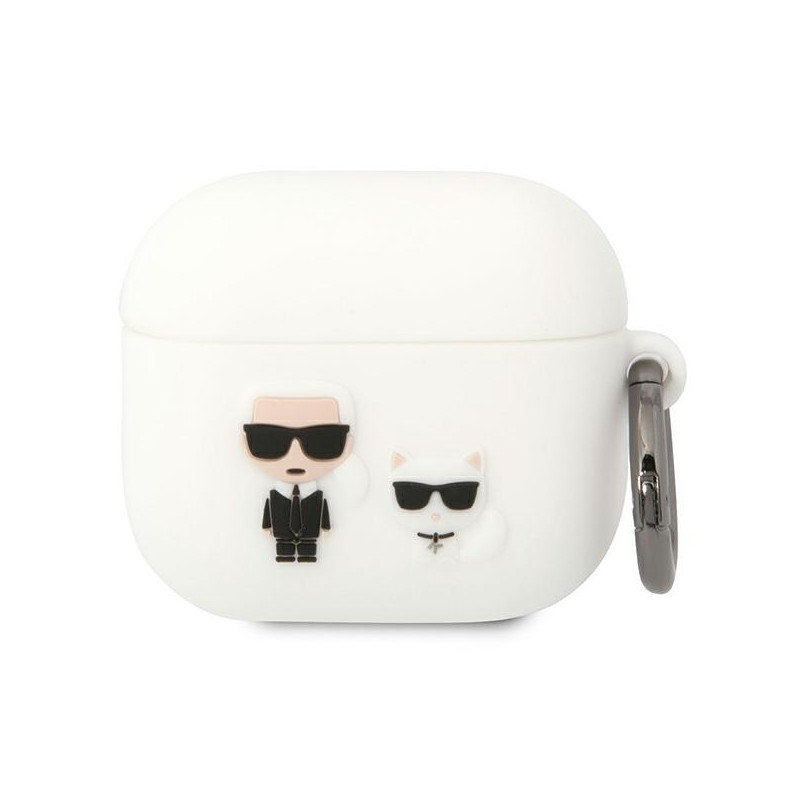 Karl Lagerfeld Silikoninis Karl&Choupette dėklas, skirtas AirPods 3 - baltas