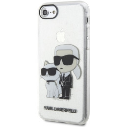 Karl Lagerfeld Glitter Karl&Choupette dėklas, skirtas iPhone 7 / 8 / SE 2020 / SE 2022 - skaidrus