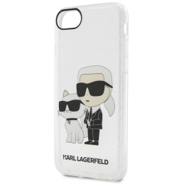 Karl Lagerfeld Glitter Karl&Choupette dėklas, skirtas iPhone 7 / 8 / SE 2020 / SE 2022 - skaidrus