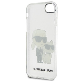 Karl Lagerfeld Glitter Karl&Choupette dėklas, skirtas iPhone 7 / 8 / SE 2020 / SE 2022 - skaidrus