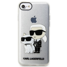 Karl Lagerfeld Glitter Karl&Choupette dėklas, skirtas iPhone 7 / 8 / SE 2020 / SE 2022 - skaidrus