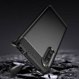 Carbon Case dėklas Sony Xperia 10 V lankstus silikoninis anglies dangtelis juodas