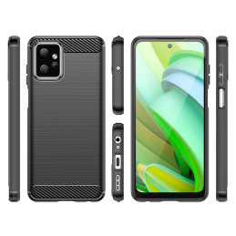 Karboninis dėklas, skirtas Motorola Moto G Power 2023 lanksčiam silikoniniam anglies dangčiui juodos spalvos