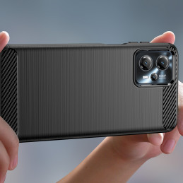 Carbon Case Motorola Moto G53 / G13 lankstus silikoninis anglies dangtelis juodas