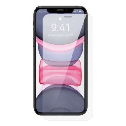 Baseus viso ekrano grūdintas stiklas, skirtas iPhone 11 / XR su 0,4 mm garsiakalbio dangteliu + montavimo komplektas