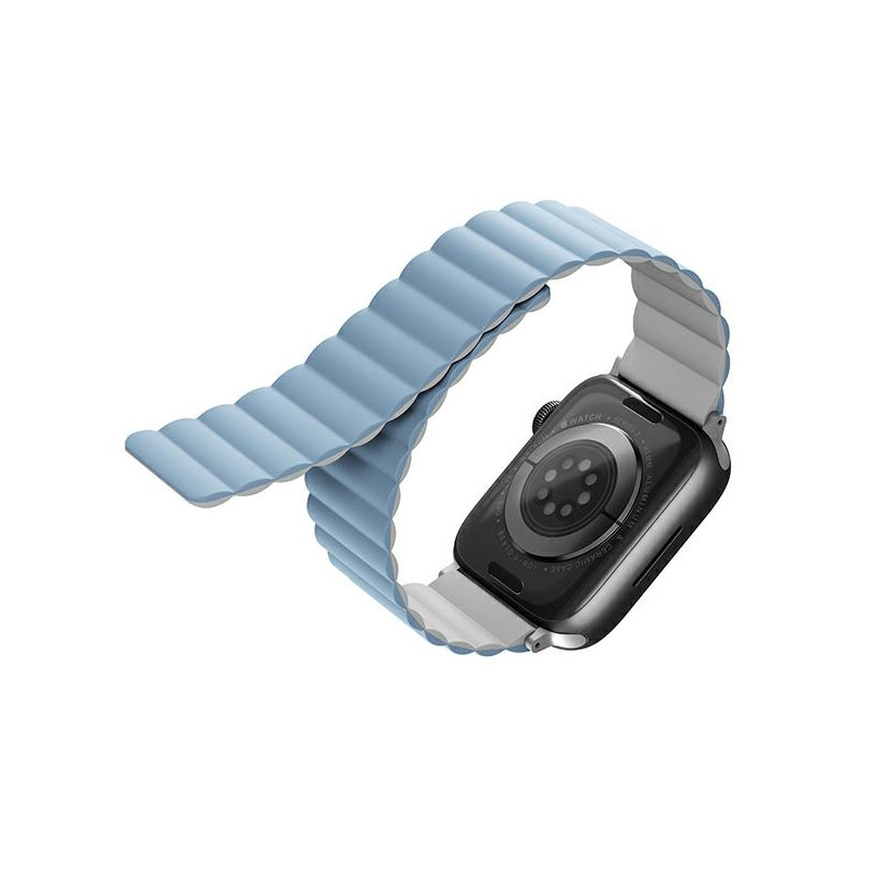 Uniq Revix dirželis, skirtas Apple Watch 1/ 2/ 3/ 4/ 5/ 6/ 7/ 8/ SE/ SE2/ Ultra 42/ 44/ 45/ 49mm – balta ir mėlyna