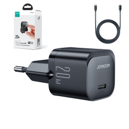 USB C 20W PD mini įkroviklis su USB C laidu - Lightning Joyroom JR-TCF02 - juodas
