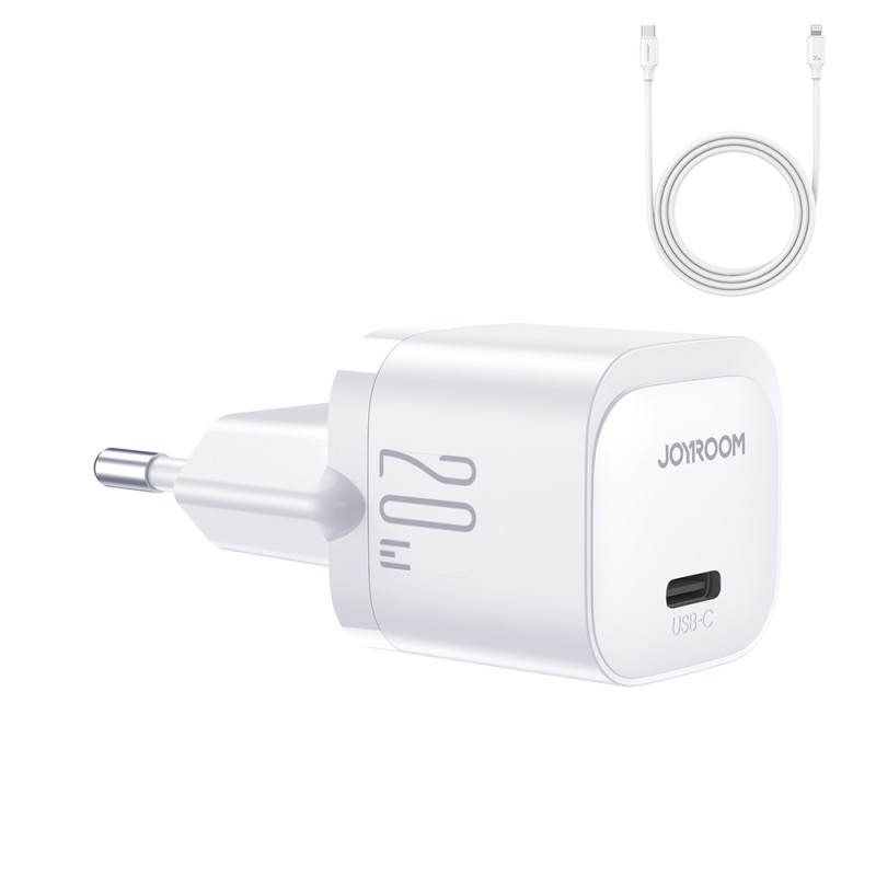 USB C 20W PD mini įkroviklis su USB C laidu - Lightning Joyroom JR-TCF02 - balta