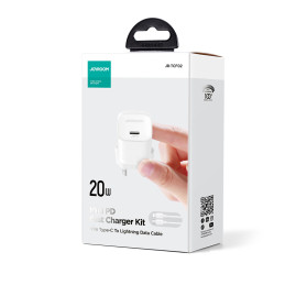 USB C 20W PD mini įkroviklis su USB C laidu - Lightning Joyroom JR-TCF02 - balta