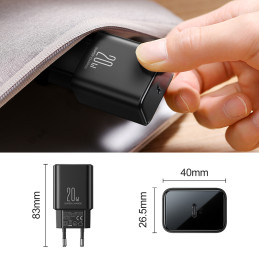USB C 20W PD Joyroom JR-TCF06 įkroviklis su USB C - Lightning laidas - juodas