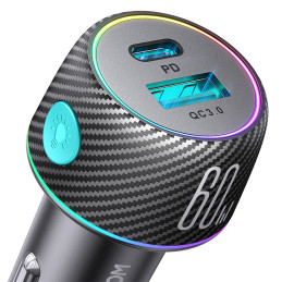 60W USB-C USB-A automobilinis įkroviklis Joyroom JR-CCN01 - juodas