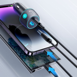 60W USB-C USB-A automobilinis įkroviklis Joyroom JR-CCN01 - juodas