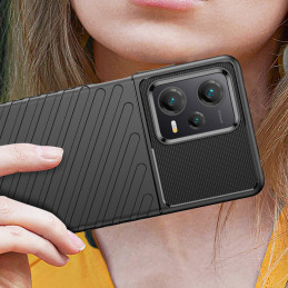Thunder Case dėklas Xiaomi Redmi Note 12 Pro+ silikoniniu šarvuotu dangteliu, juodas