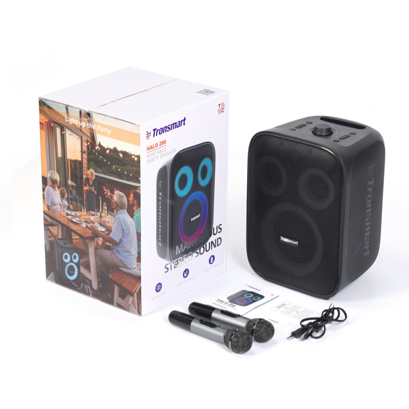 Tronsmart Halo 200 120W belaidė kolonėlė + 2 mikrofonai - juodos spalvos