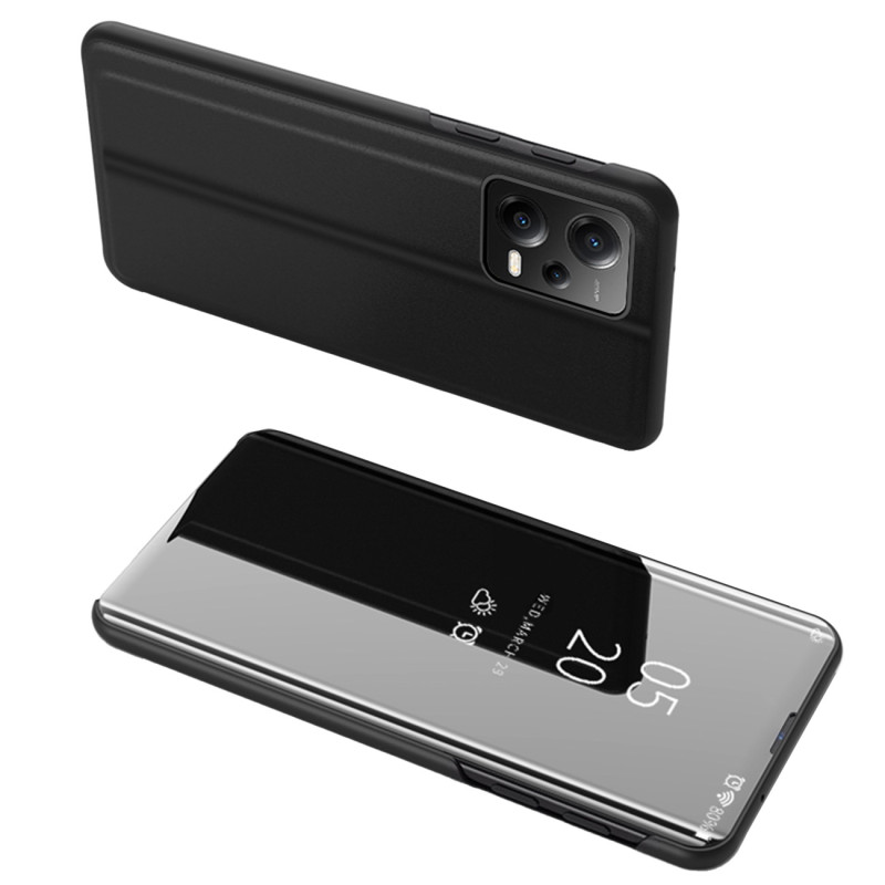 Clear View Case dėklas, skirtas Xiaomi Redmi Note 12 5G / Poco X5 5G dangtelis su juodu atvartu