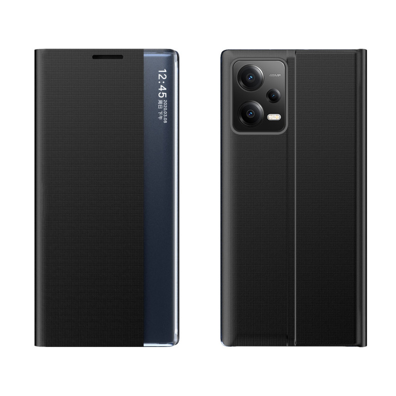 Naujas Sleep Case dėklas, skirtas Xiaomi Redmi Note 12 5G / Poco X5 5G dangtelis su atvartu juodu stovu