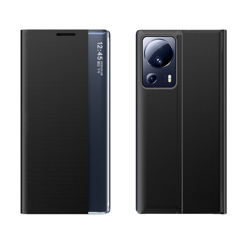 Naujas „Sleep Case“ dėklas, skirtas „Xiaomi 13 Lite“ dangteliu su atvartu, juodu stovu